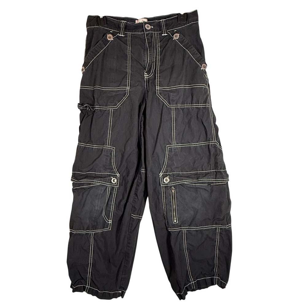 BDG Urban Outfitters Contrast Stitch Y2K Cargo Pants Black Utility Pocket  0/4